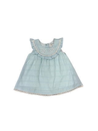 Joie Blue checkered dress with embroidery, 12 months