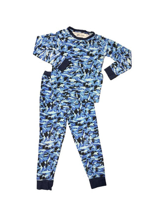 Lola & Taylor Shark Print Pajama Set , 10 years