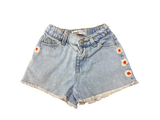 Zara Light Blue Denim Shorts with Corchet-look Flower Embroidery, 4 years