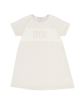 Dior Pink and white strip dress with logo, 10 years