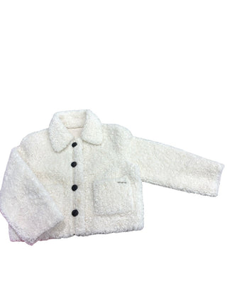 TWINSET Fuzzy cream jacket with buttons, 8-10 year