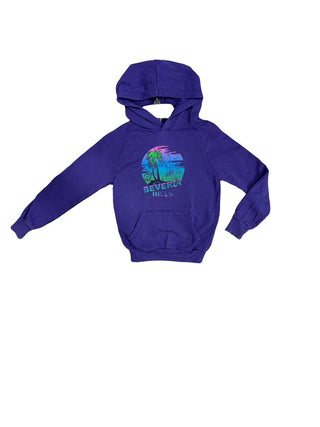 Californian Vintage Beverly Hills Graphic Purple Hoodie Sweatshirt, 6 years