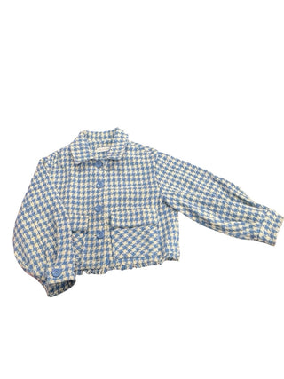 Monnalisa Light blue and white checker jacket with pockets, 10 years