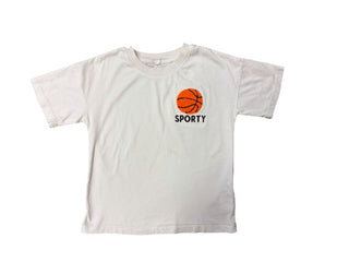 Mini Rodini Baseketball Sporty Graphic White Tee - Some staining, reflected in price, 5-7 years