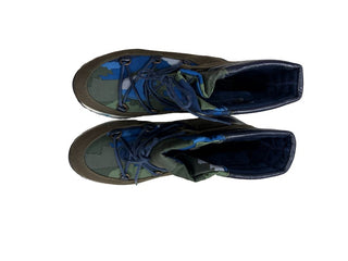 Stella McCartney Green and Blue Camo Pattern Lace Up Boots, 36 EU