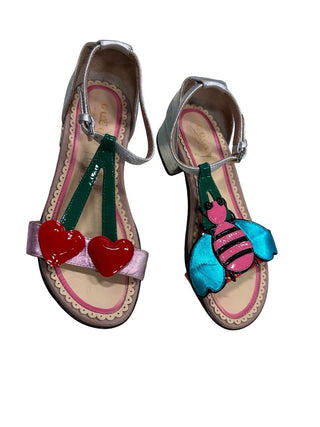 Gucci Gucci Cherry & Bee patent leather appliqués sandals, 27-28 EU