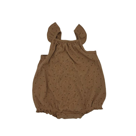 Quincy Mae new w/tags brown polka dot roper, 6-12 months