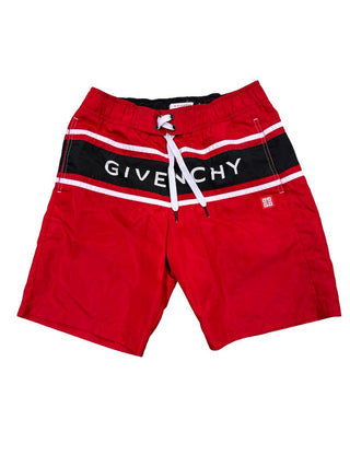 Givenchy Red Swim Trunks with Logo Stripe, 12 years