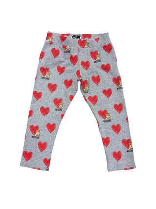 Moschino Grey Leggings with Heart and Bear Graphics, 18-24 months