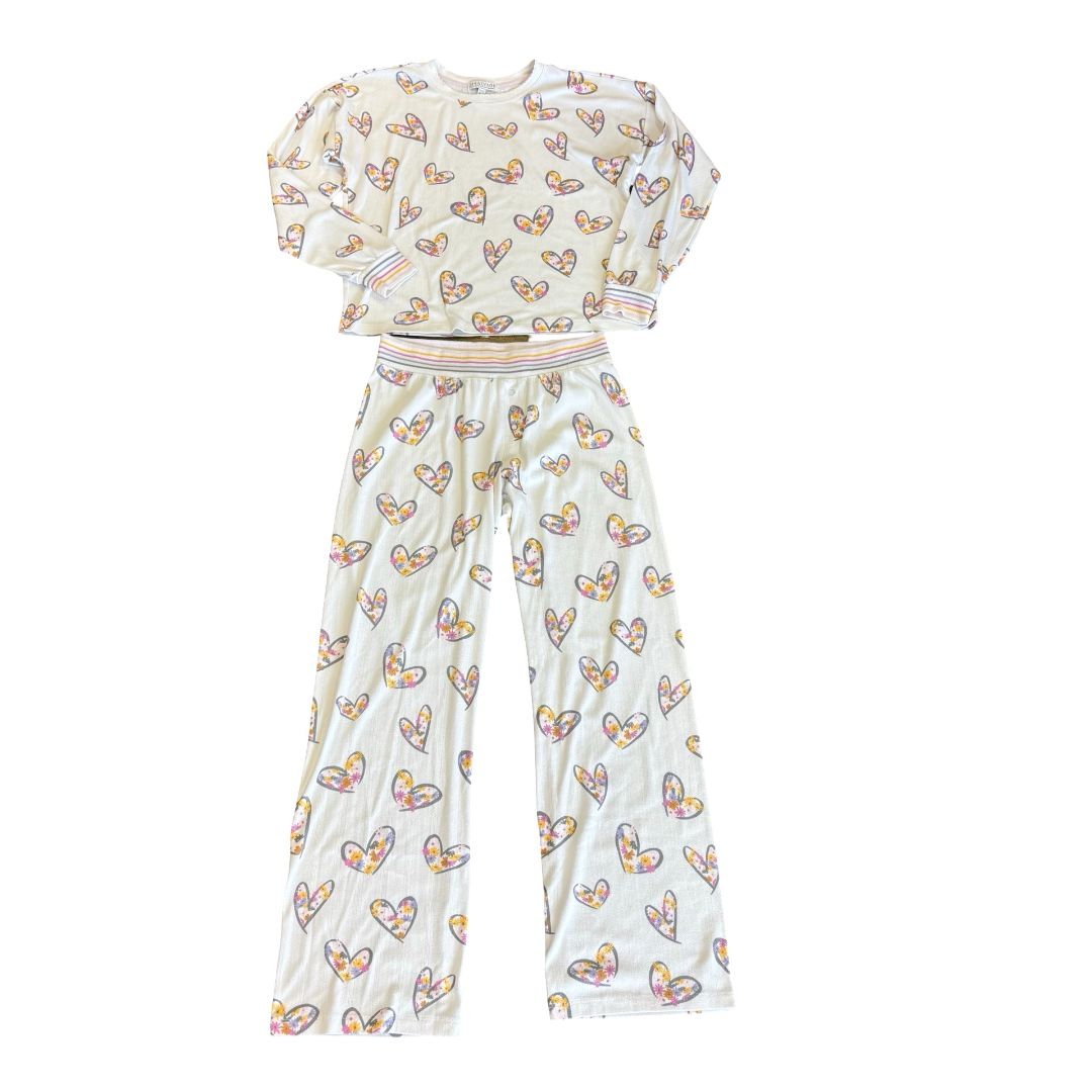 PJ Salvage white w/hearts pj set, womens small