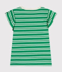Petit Bateau New with tags Ruffle sleeves Striped jersey tshirt, 3 years
