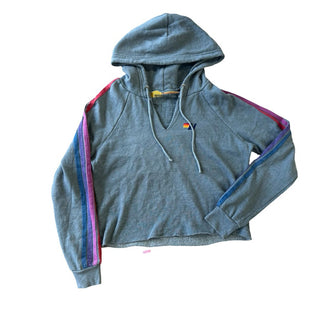 Aviator Nation Women's Grey Split Neck Pullover Hoodie, small