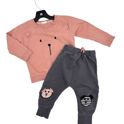 Turtledove London pink bear sweat set, 2-3 years