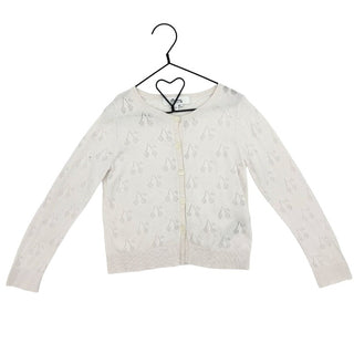 Bonpoint white cherry eyelet cardigan, 6 years