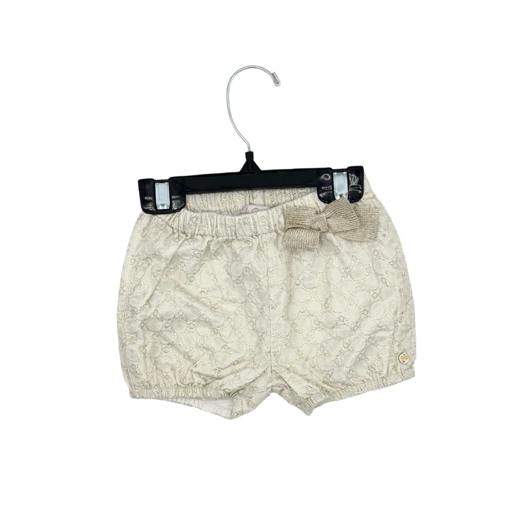 Lili Gaufrette white/gold shorts, 12-18 months