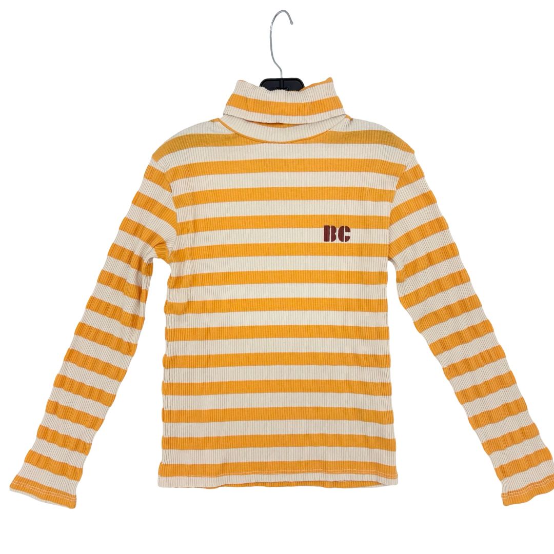 Bobo Choses yellow/white stripped turtleneck, 8-9 years