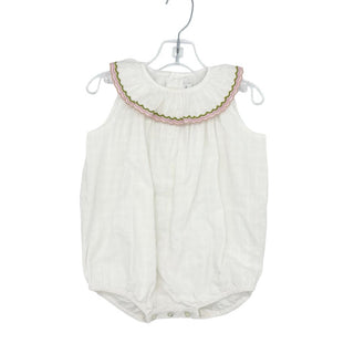 Violeta Federico white w/scalloped collar romper, 24 months