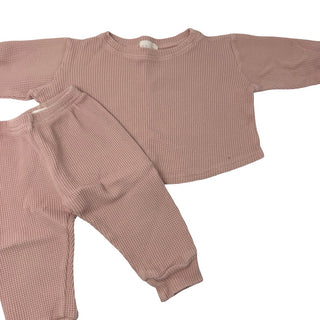 Mikki Rae Little ones Pink waffle set, 6-12 months