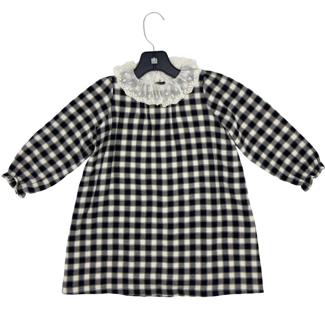 Bonpoint black/cream plaid dress, 3 years