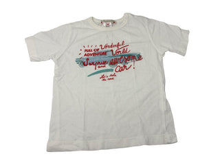 Bonpoint White t-shirt with red writing, 18 months