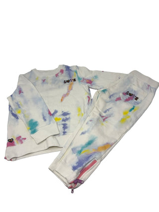 Stella McCartney White tie-dye LOVE set with zippers on the side, 4 years