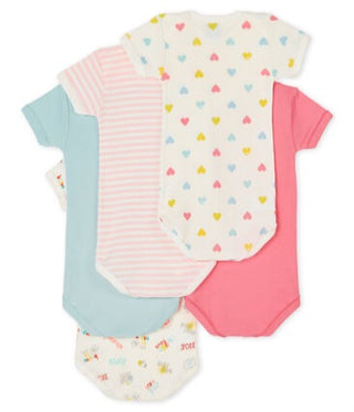 Petit Bateau Short-Sleeved Summer Onesies - 5-Piece Set Pink New with box, 3 months