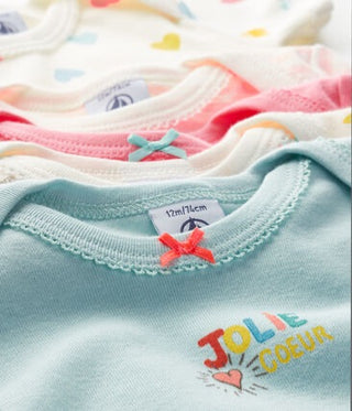 Petit Bateau Short-Sleeved Summer Onesies - 5-Piece Set Pink New with box, 3 months