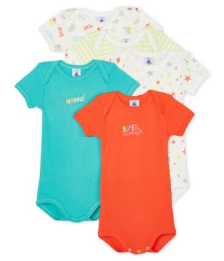 Petit Bateau Short-Sleeved Summer Onesies - 5-Piece Set Red, 12 months
