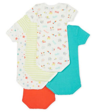 Petit Bateau Short-Sleeved Summer Onesies - 5-Piece Set Red, 12 months