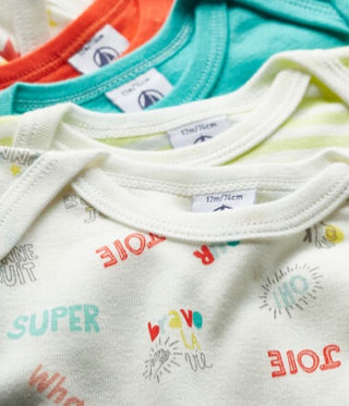 Petit Bateau Short-Sleeved Summer Onesies - 5-Piece Set Red, 12 months