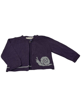Caramel Baby & Child Purple cardigan with gray snails, 3 months