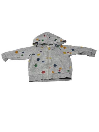 Stella McCartney Gray zipup with colourful hearts and dots, 18 months