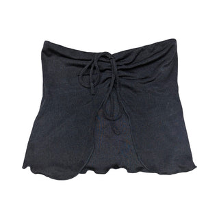 Edikted Black Milan tube top w/gathered front split & drawstring tie, Medium