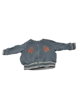 Stella McCartney Blue zipup with orange owls, 12 months