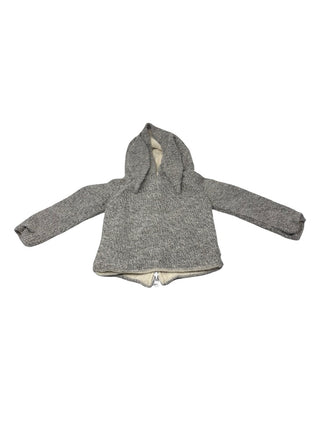Oeuf Gray knit sweater with bunny ears and back zipper, 12-18 months