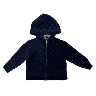 Jacadi navy polka dot zip up sweatshirt, 4 years