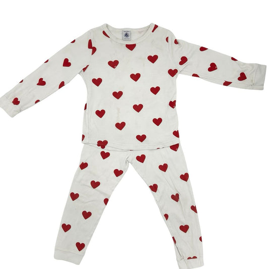 Petit Bateau res heart pajama set, 4 years