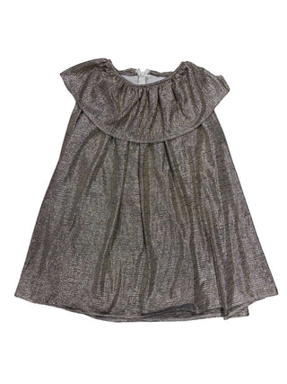 Mademoiselle Charlotte Couture Shiny Metallic Dress with Ruffle , 5 years