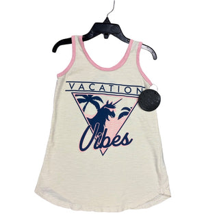 Tiny Whales New w/tags cream “Vacation Vibes” tank w:pink piping, 2 years