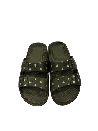 Freedom Moses Black and Silver Slides with Stars, 28-29 EU