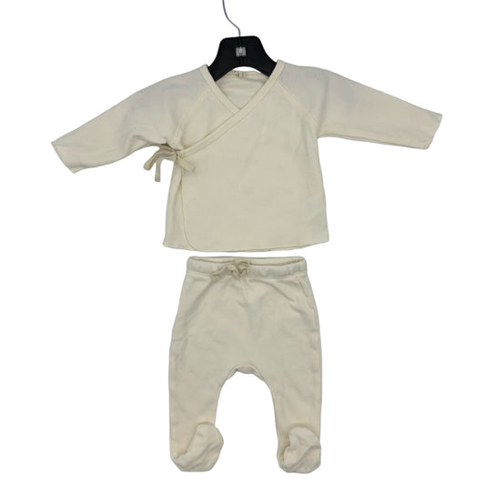 Quincy Mae Cream two piece set, 3-6 months
