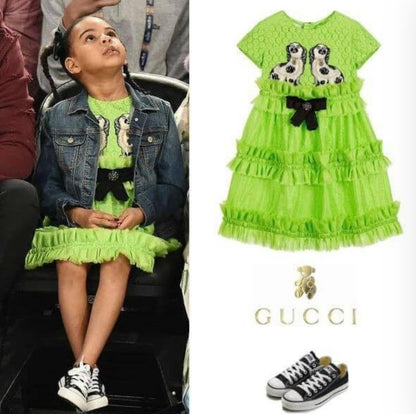 Gucci Mini Me Green Broderie Anglaise dress, 5 years
