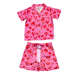 Preppy Goose hearts satin pj set, new with tag, 6 years