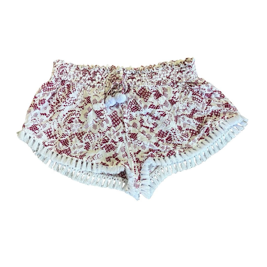 Poupette St Barth white/maroon pattern shorts, small