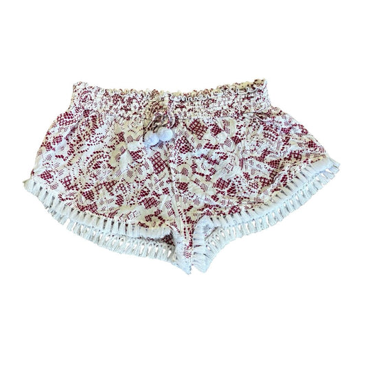 Poupette St Barth white/maroon pattern shorts, small