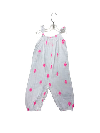 Billieblush White and Neon Pink Ruffle Shoulder Romper, 18 months