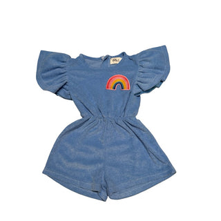 Lola & The Boys Terry blue romper rainbow, 4 years