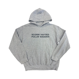 Gildan Grey “Scorin’ Hatties Pullin’ Baddies” hoody, Adult small