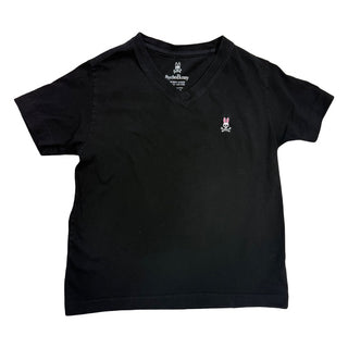 Psycho Bunny Black v-neck tshirt, 7-8 years (small)