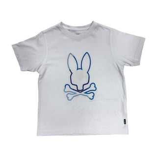 Psycho Bunny White w/blue embroidered bunny, 7-8 years (small)